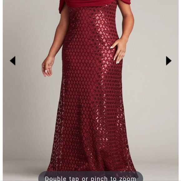 TADASHI SHOJI Sequin Lace Strapless Gown Pomegranate Dress Plus Size 20Q NWT - Picture 5 of 7